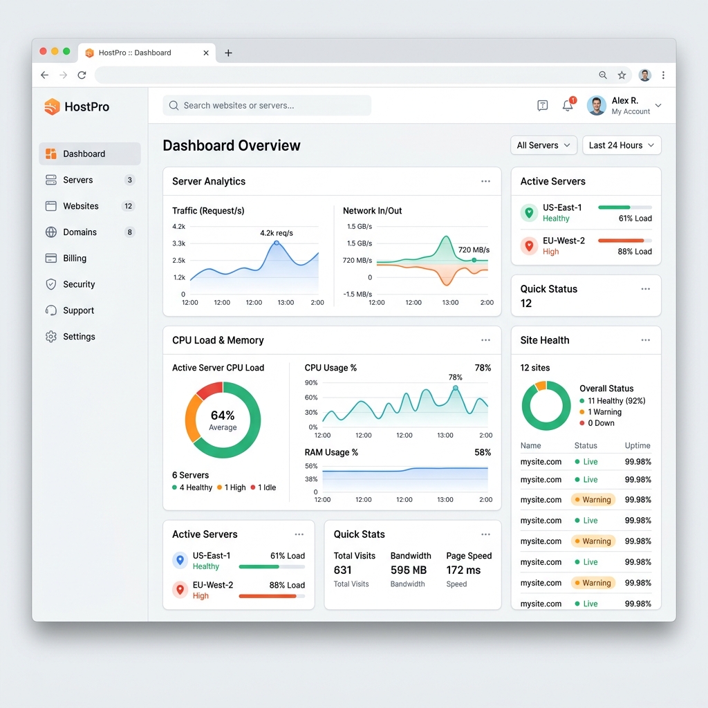 Vero Panel WHM Dashboard Mockup